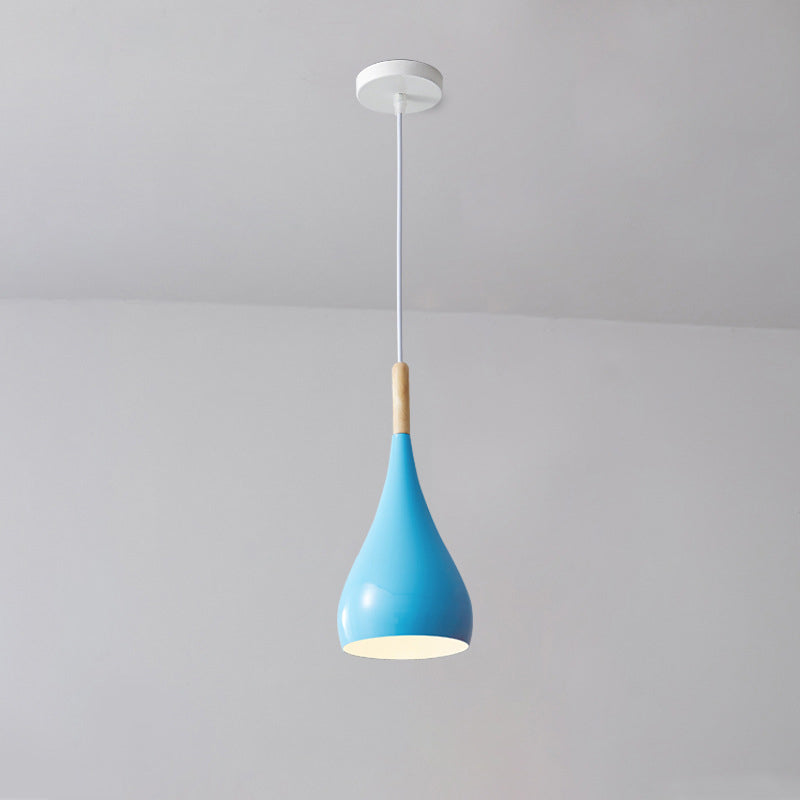 Junips | Nordic Iron Wood Aluminum Pumpkin Water Drop 1-Light Pendant Light for Dining Room