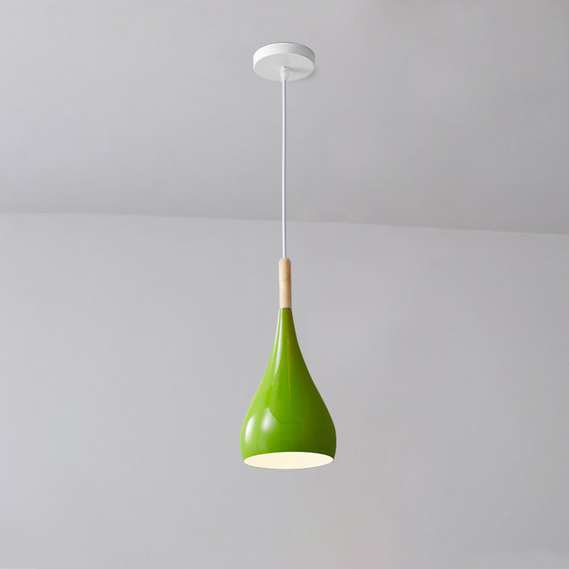 Junips | Nordic Iron Wood Aluminum Pumpkin Water Drop 1-Light Pendant Light for Dining Room