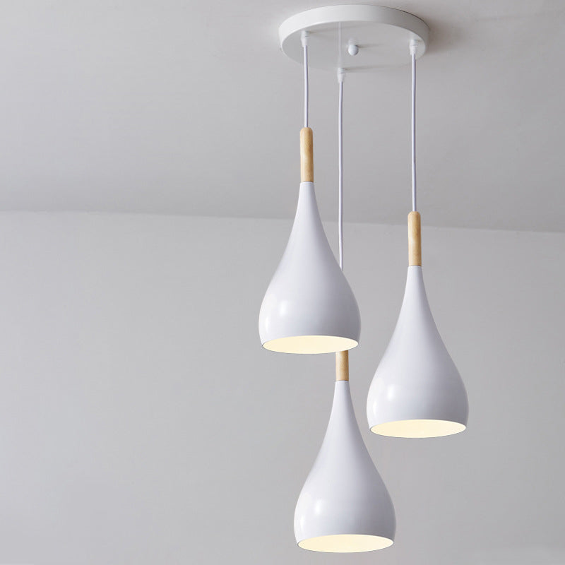 Junips | Nordic Iron Wood Aluminum Pumpkin Water Drop 1-Light Pendant Light for Dining Room