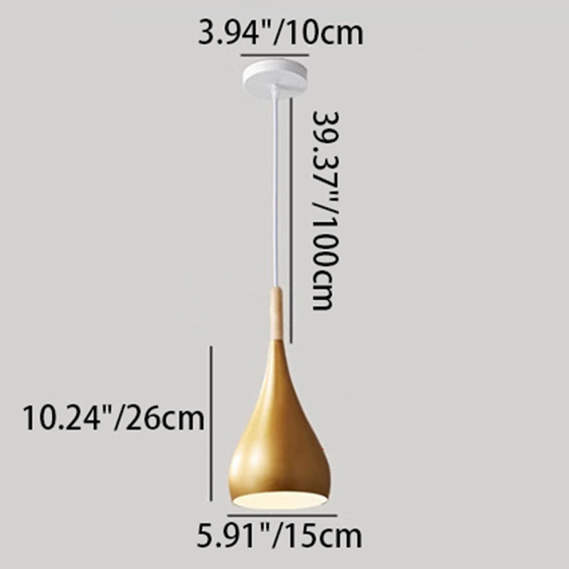 Junips | Nordic Iron Wood Aluminum Pumpkin Water Drop 1-Light Pendant Light for Dining Room