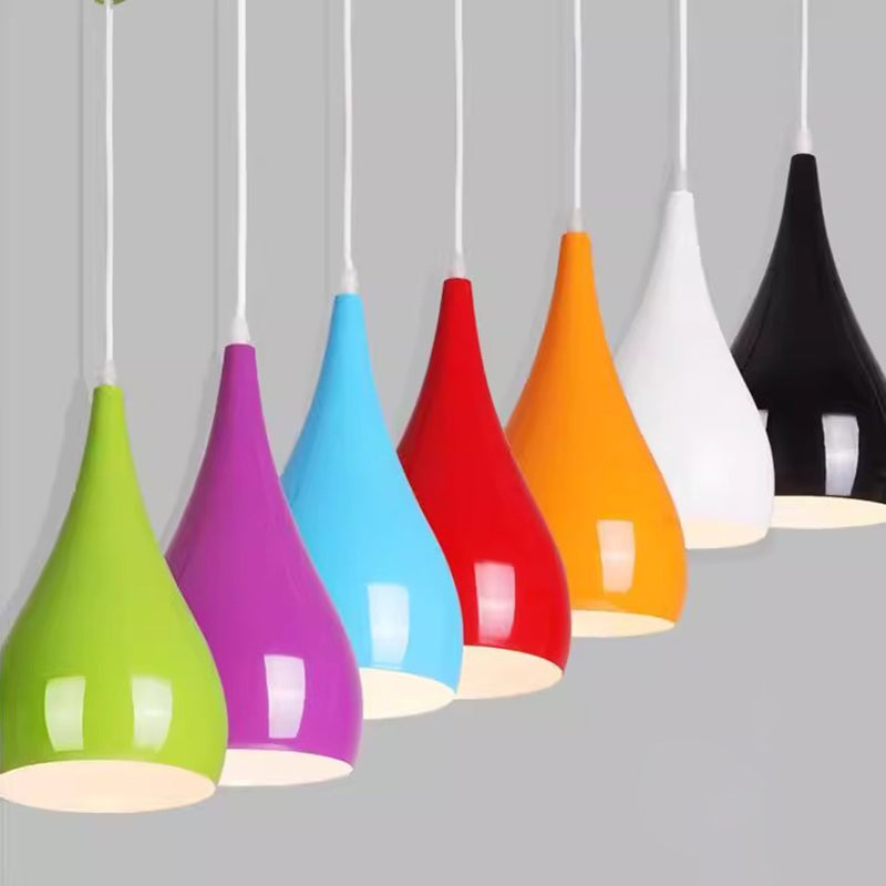 Junips | Nordic Iron Wood Aluminum Pumpkin Water Drop 1-Light Pendant Light for Dining Room