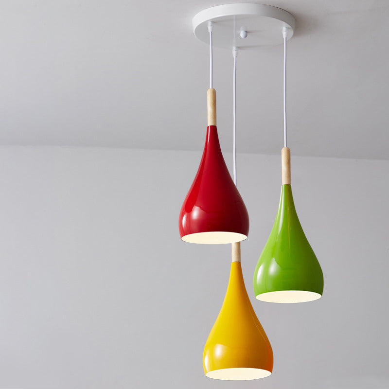Junips | Nordic Iron Wood Aluminum Pumpkin Water Drop 1-Light Pendant Light for Dining Room