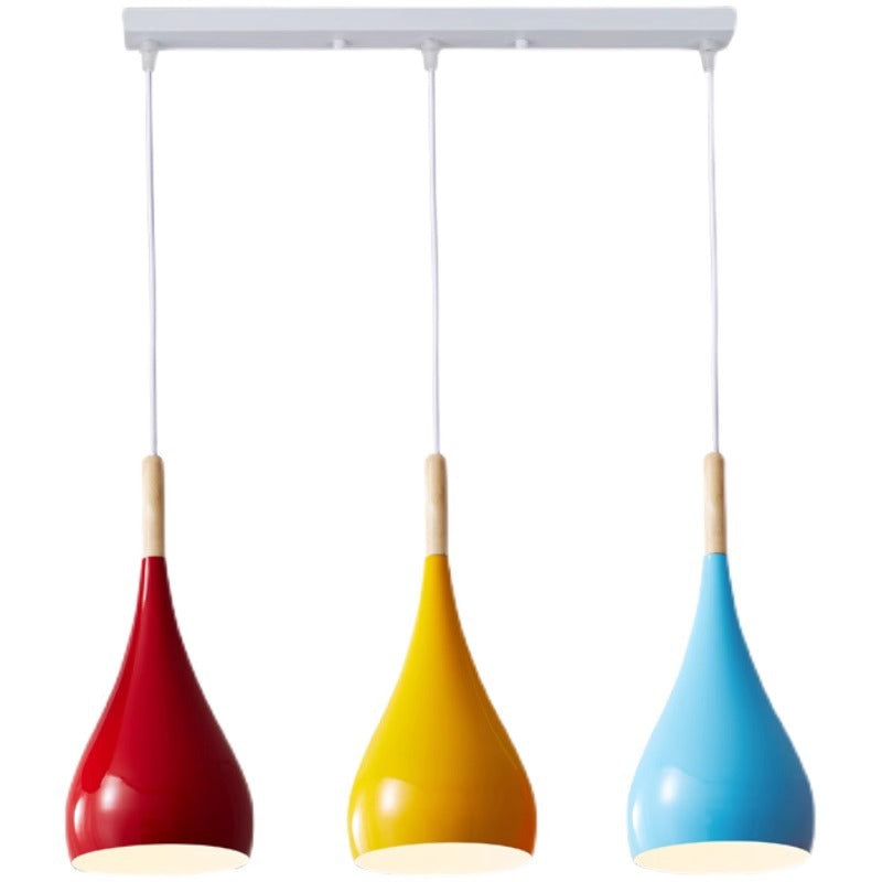 Junips | Nordic Iron Wood Aluminum Pumpkin Water Drop 1-Light Pendant Light for Dining Room