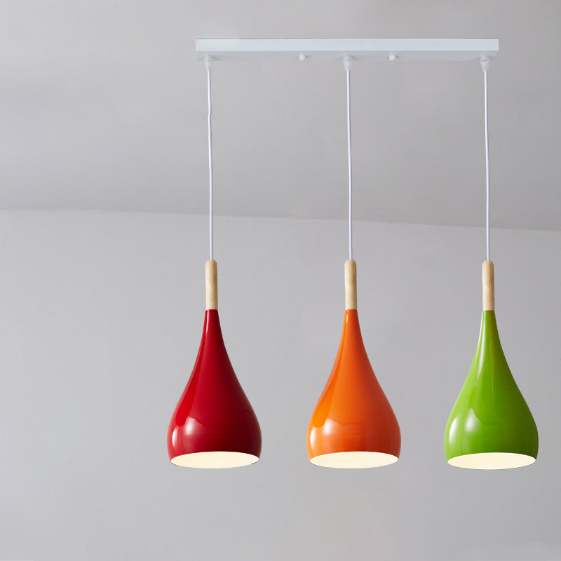 Junips | Nordic Iron Wood Aluminum Pumpkin Water Drop 1-Light Pendant Light for Dining Room