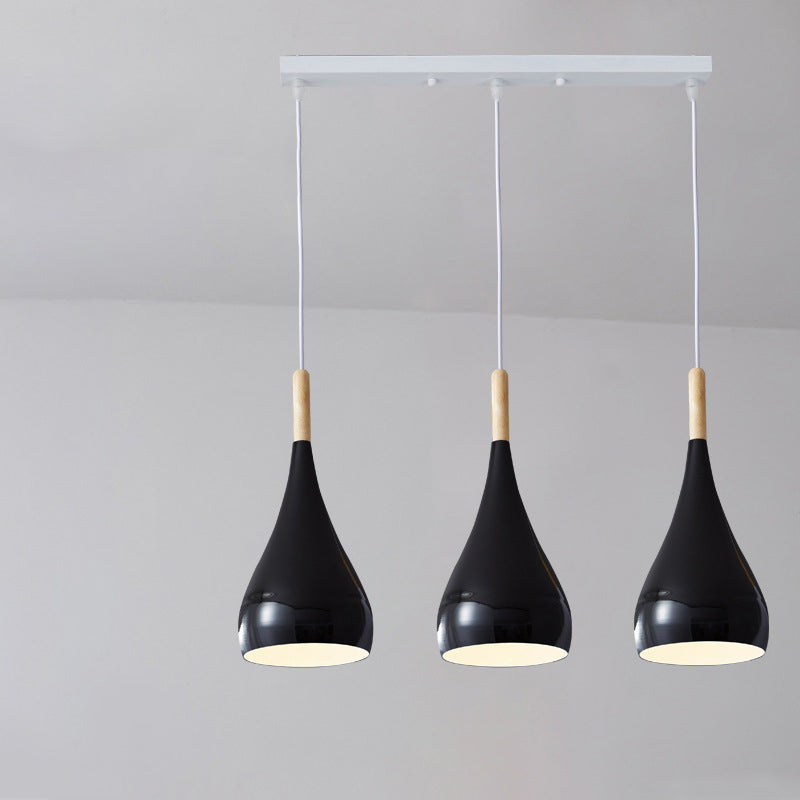 Junips | Nordic Iron Wood Aluminum Pumpkin Water Drop 1-Light Pendant Light for Dining Room
