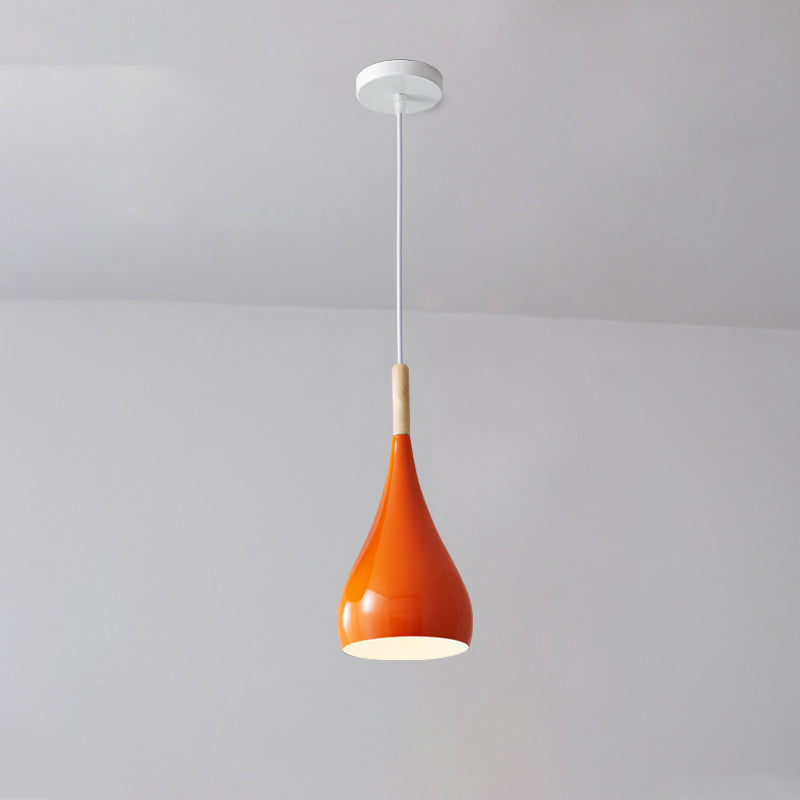 Junips | Nordic Iron Wood Aluminum Pumpkin Water Drop 1-Light Pendant Light for Dining Room