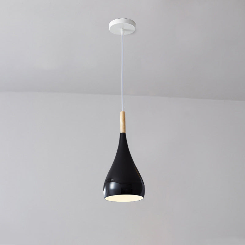 Junips | Nordic Iron Wood Aluminum Pumpkin Water Drop 1-Light Pendant Light for Dining Room