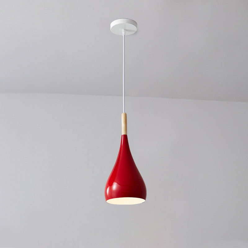 Junips | Nordic Iron Wood Aluminum Pumpkin Water Drop 1-Light Pendant Light for Dining Room
