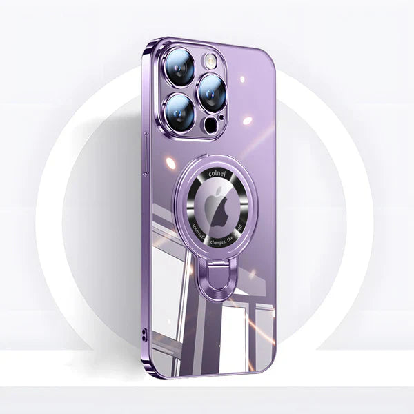 Junips | iPhone MagSafe Series | Transparent electroplated rotating stand phone case