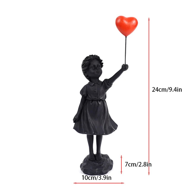 Junips | Sculpture of a girl with balloon in Banksy style for table decoration and creative living room decoration