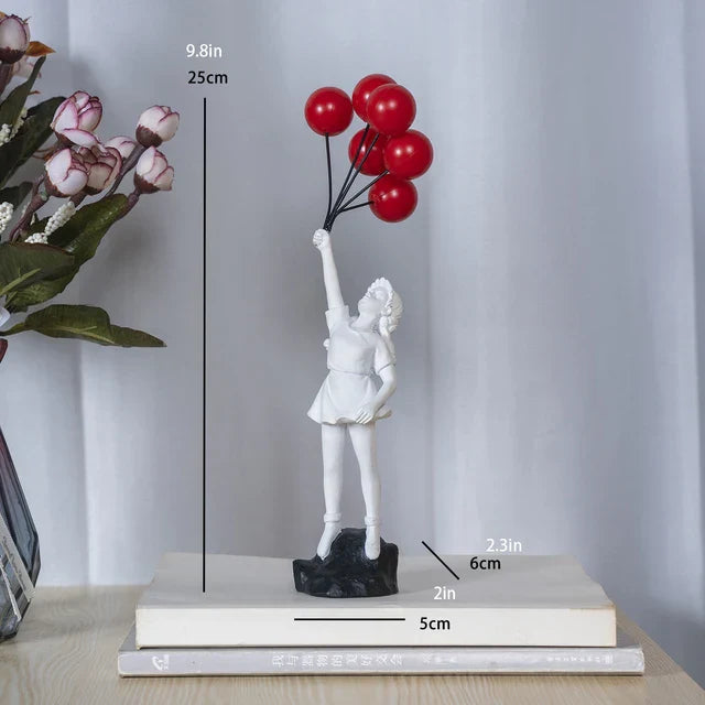 Junips | Sculpture of a girl with balloon in Banksy style for table decoration and creative living room decoration