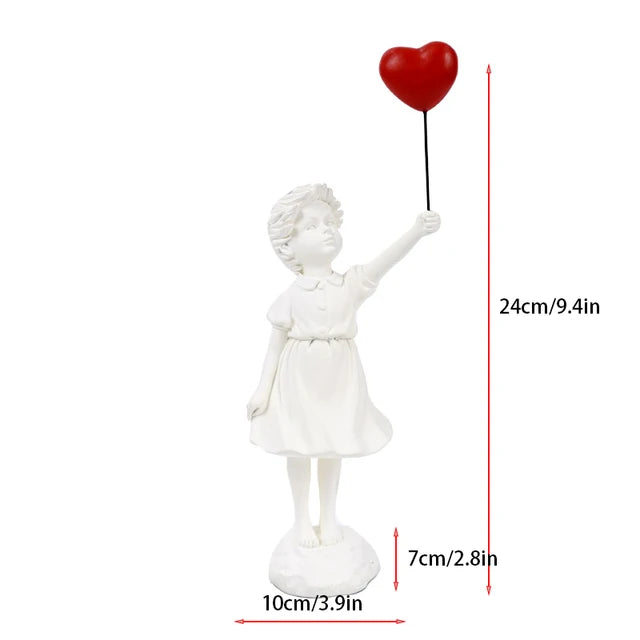Junips | Sculpture of a girl with balloon in Banksy style for table decoration and creative living room decoration