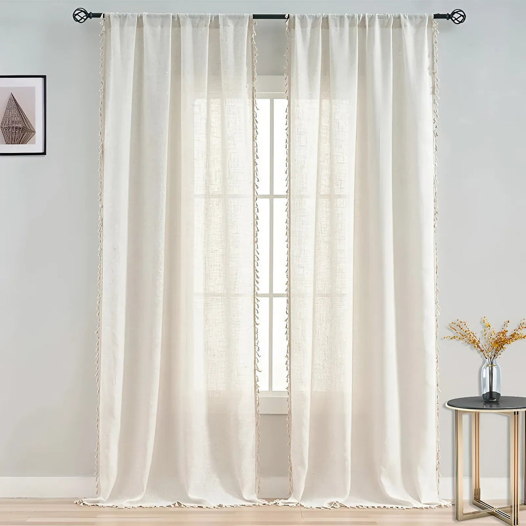 Junips | Boho Cotton-Linen Semi-Sheer Curtains