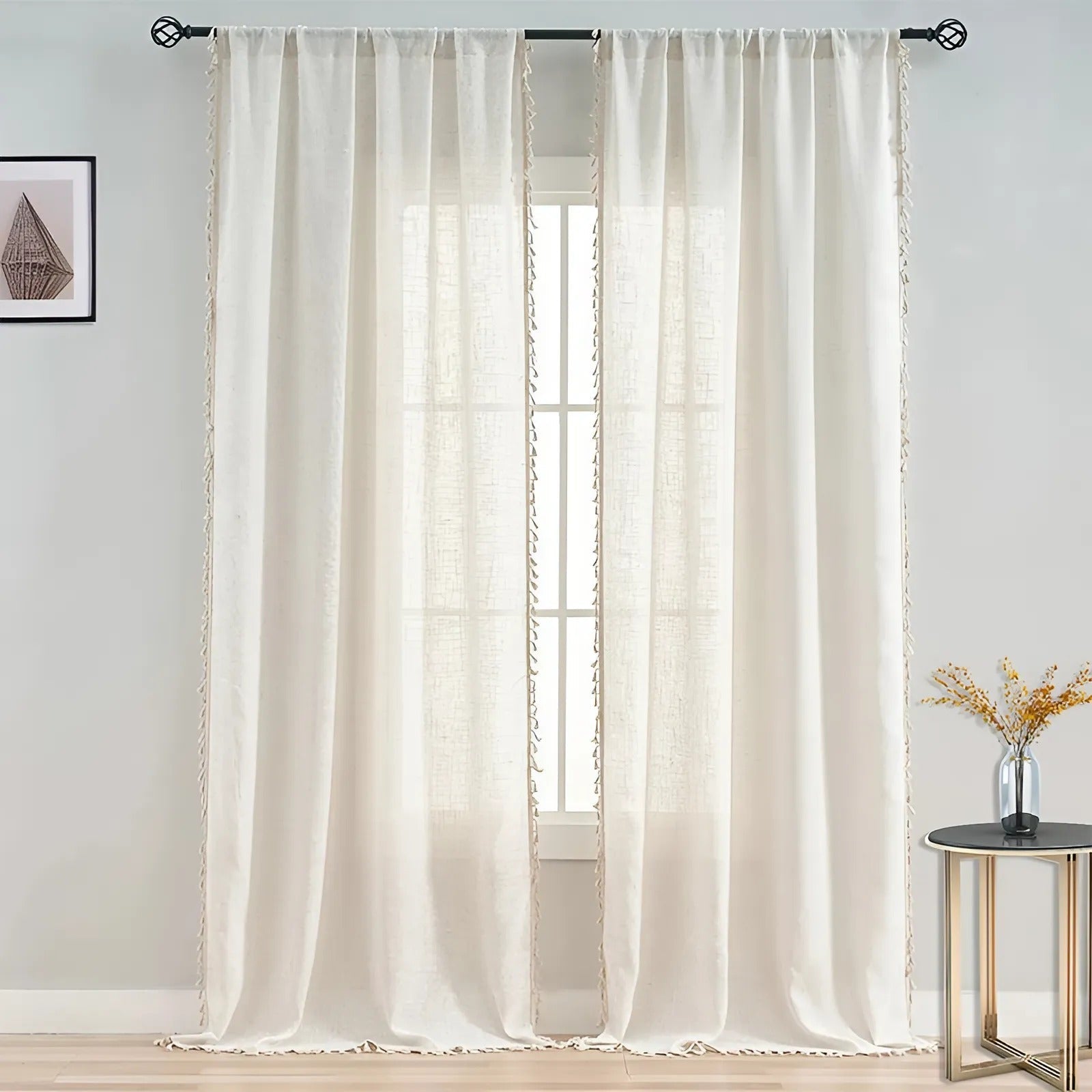 Junips | Boho Cotton-Linen Semi-Sheer Curtains