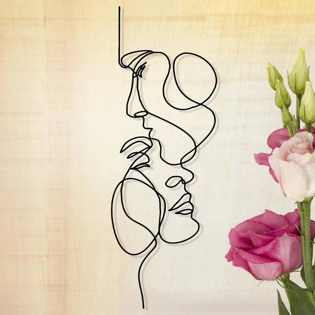 Junips | Black Metal Wall Art Wall Decoration Abstract Iron Wall Sculpture Minimalist Face Line Home Decor Craftsmanship