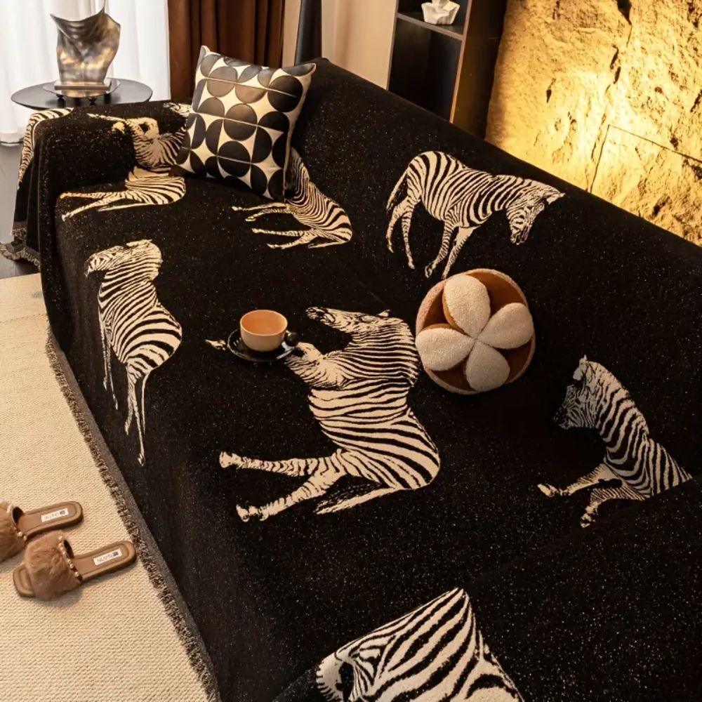Junips | Black Stride Zebra Sofa Cover