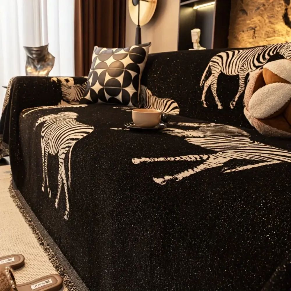 Junips | Black Stride Zebra Sofa Cover