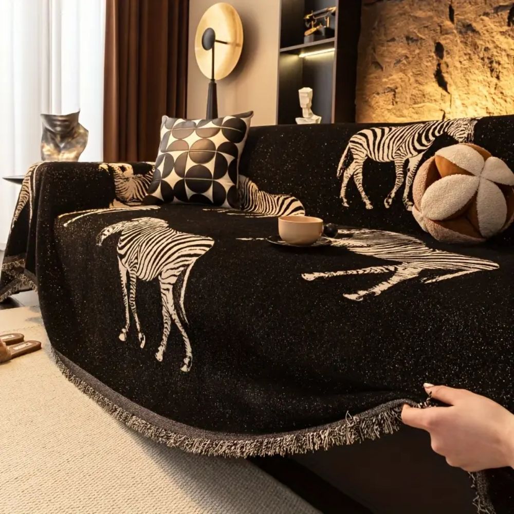 Junips | Black Stride Zebra Sofa Cover