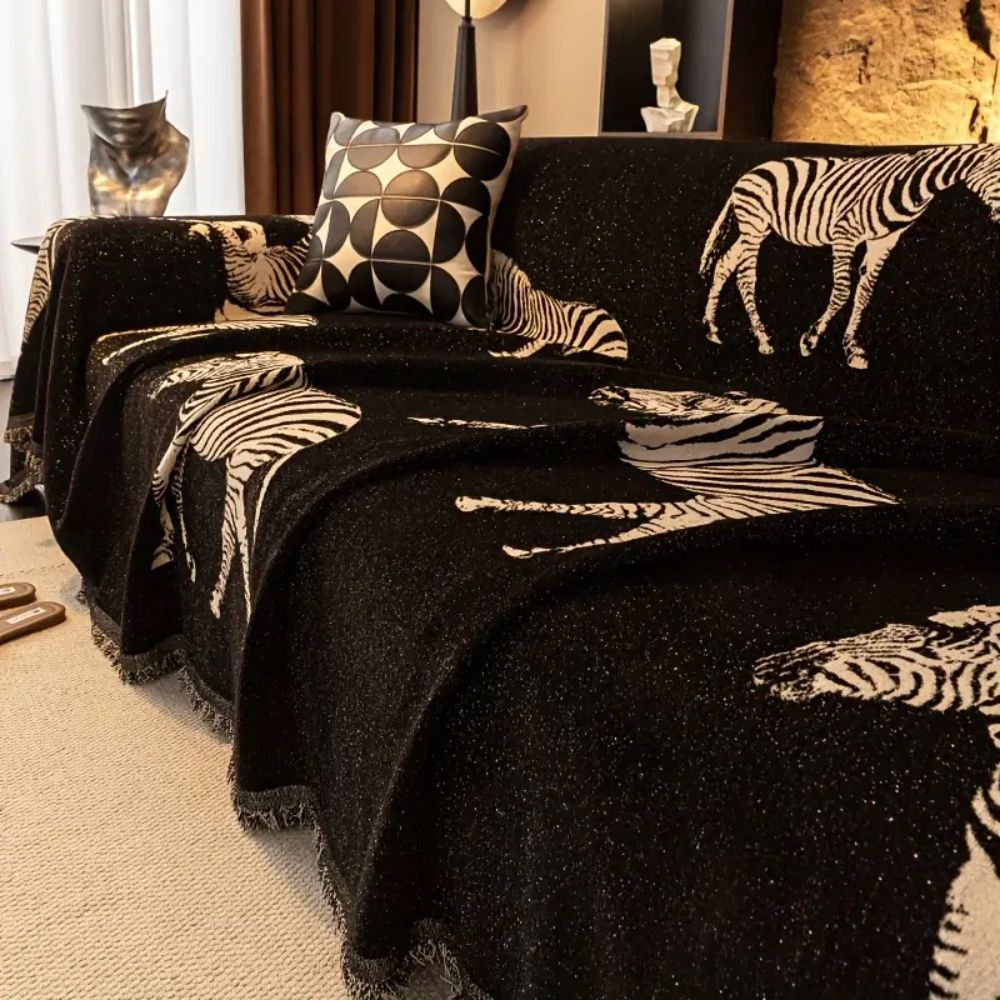 Junips | Black Stride Zebra Sofa Cover