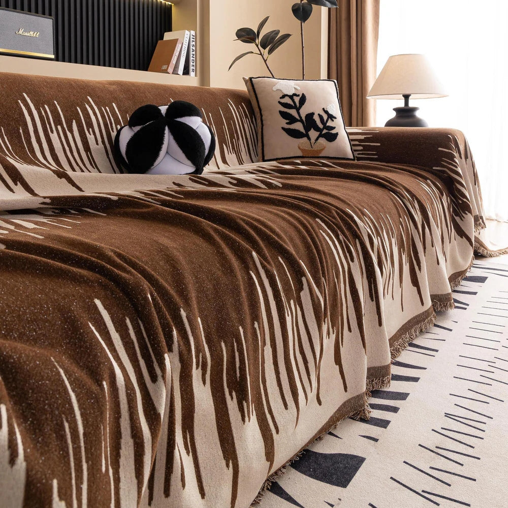 Junips | Brushstroke Vertical Pattern Chenille Sofa Cover