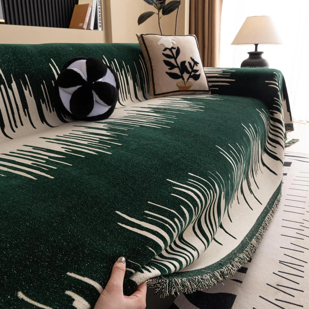 Junips | Brushstroke Vertical Pattern Chenille Sofa Cover