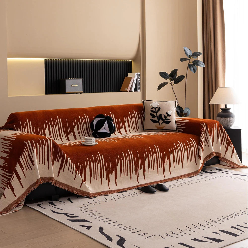 Junips | Brushstroke Vertical Pattern Chenille Sofa Cover
