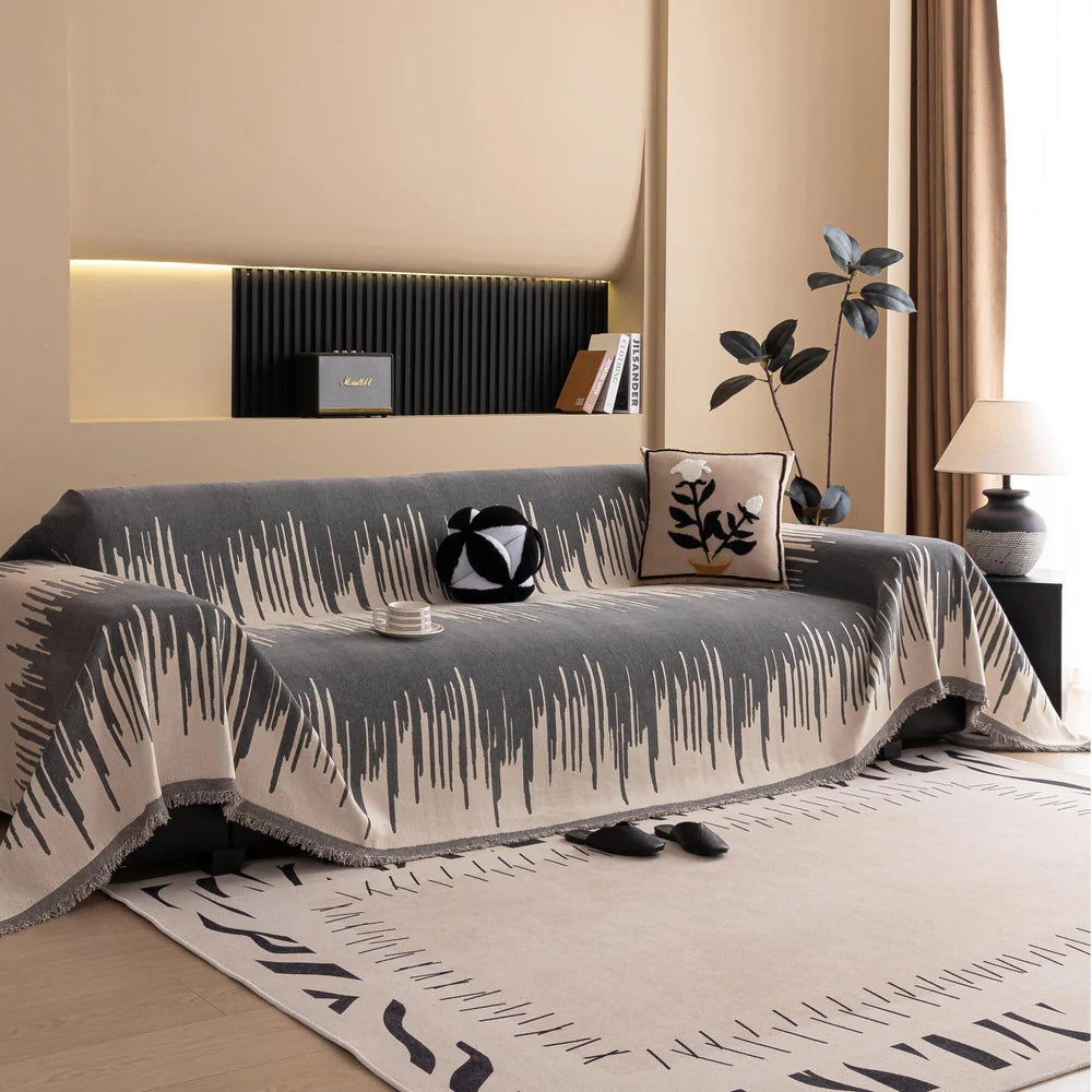 Junips | Brushstroke Vertical Pattern Chenille Sofa Cover