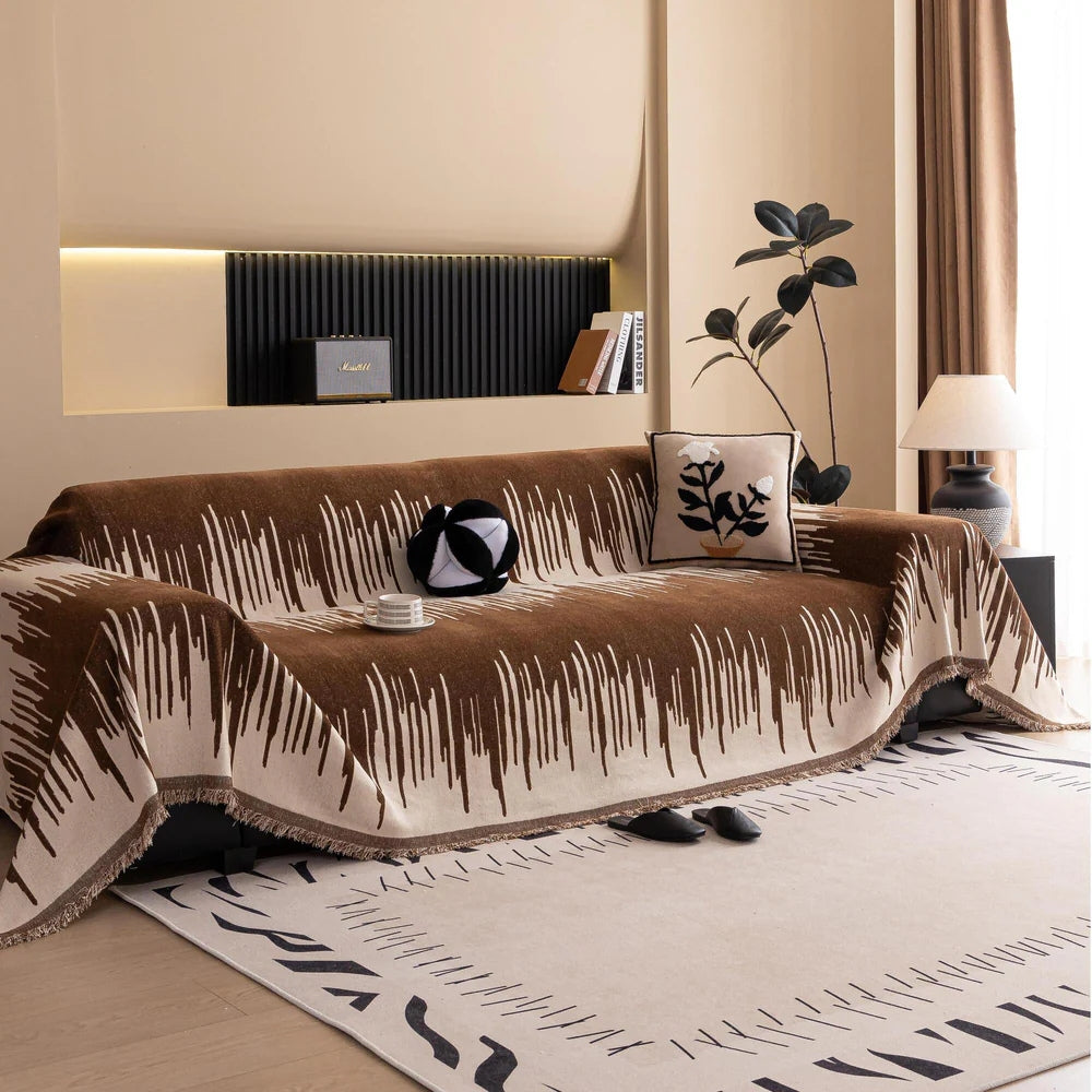 Junips | Brushstroke Vertical Pattern Chenille Sofa Cover