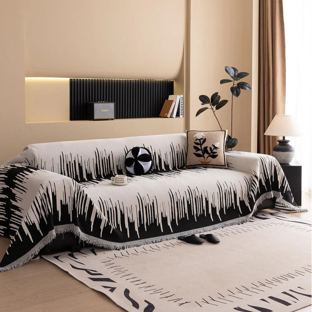 Junips | Brushstroke Vertical Pattern Chenille Sofa Cover