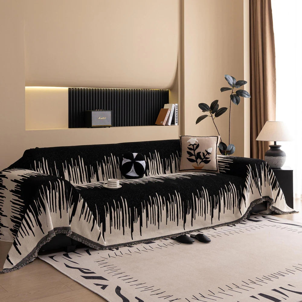 Junips | Brushstroke Vertical Pattern Chenille Sofa Cover