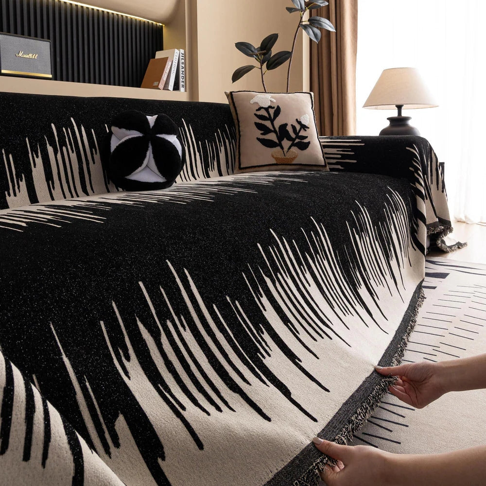 Junips | Brushstroke Vertical Pattern Chenille Sofa Cover