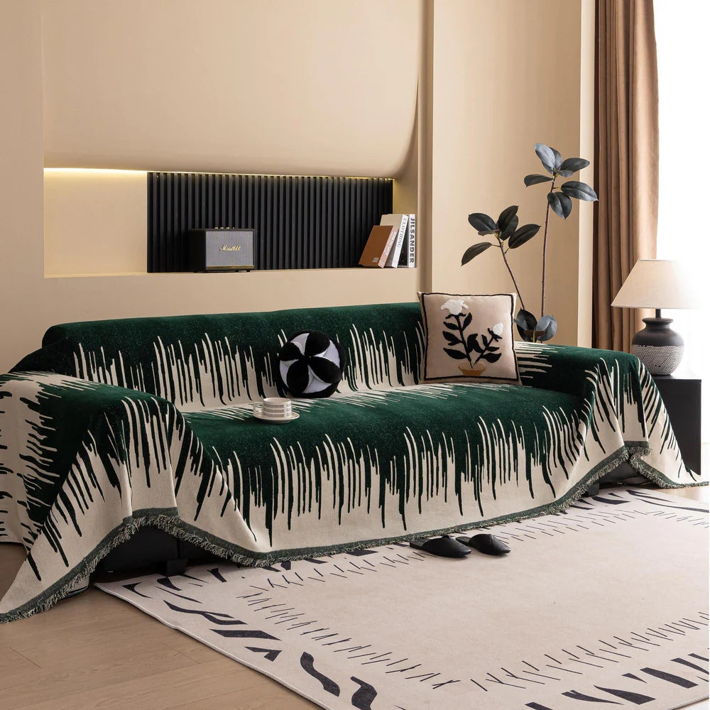 Junips | Brushstroke Vertical Pattern Chenille Sofa Cover