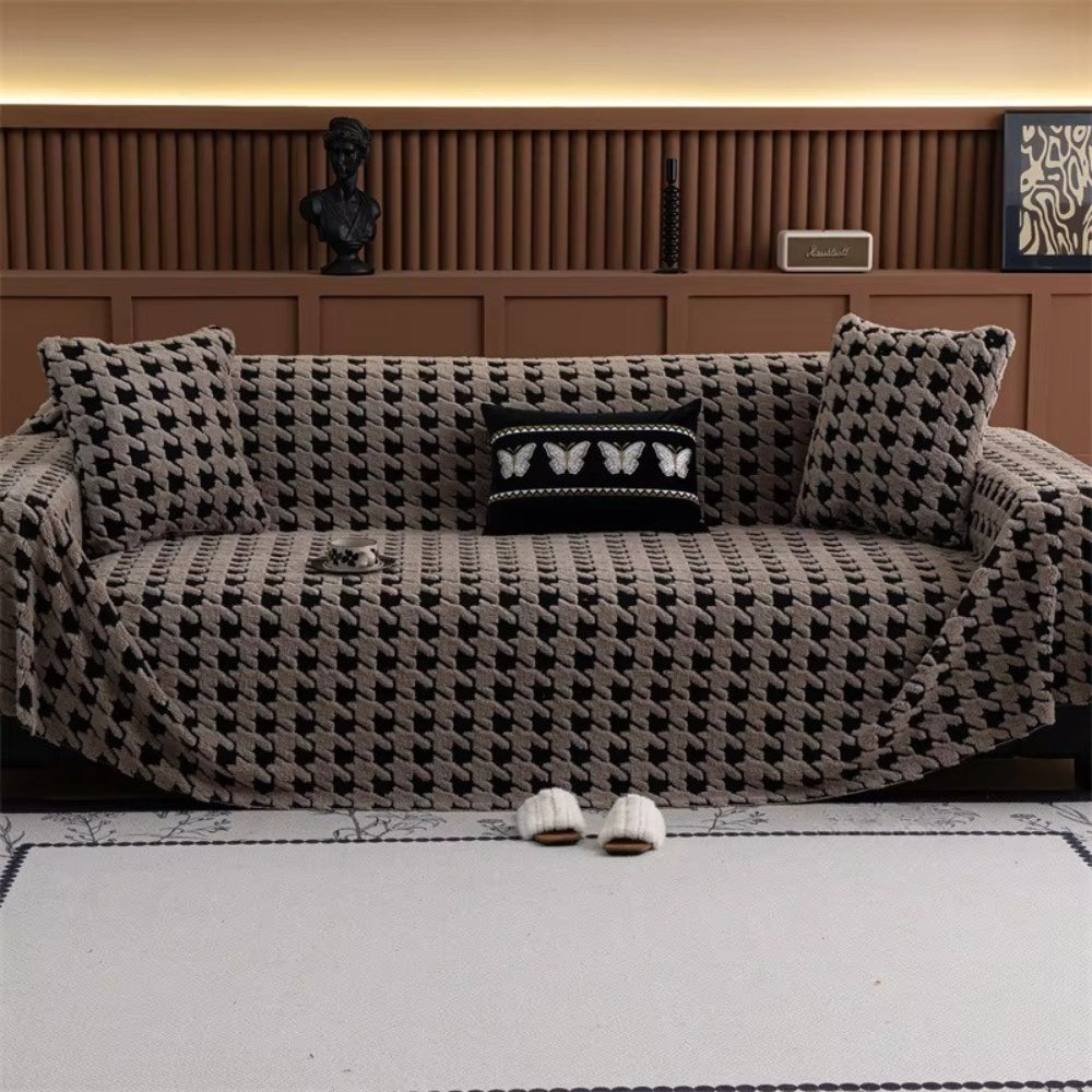 Junips | Cavalli Houndstooth Plush Sofa Cover