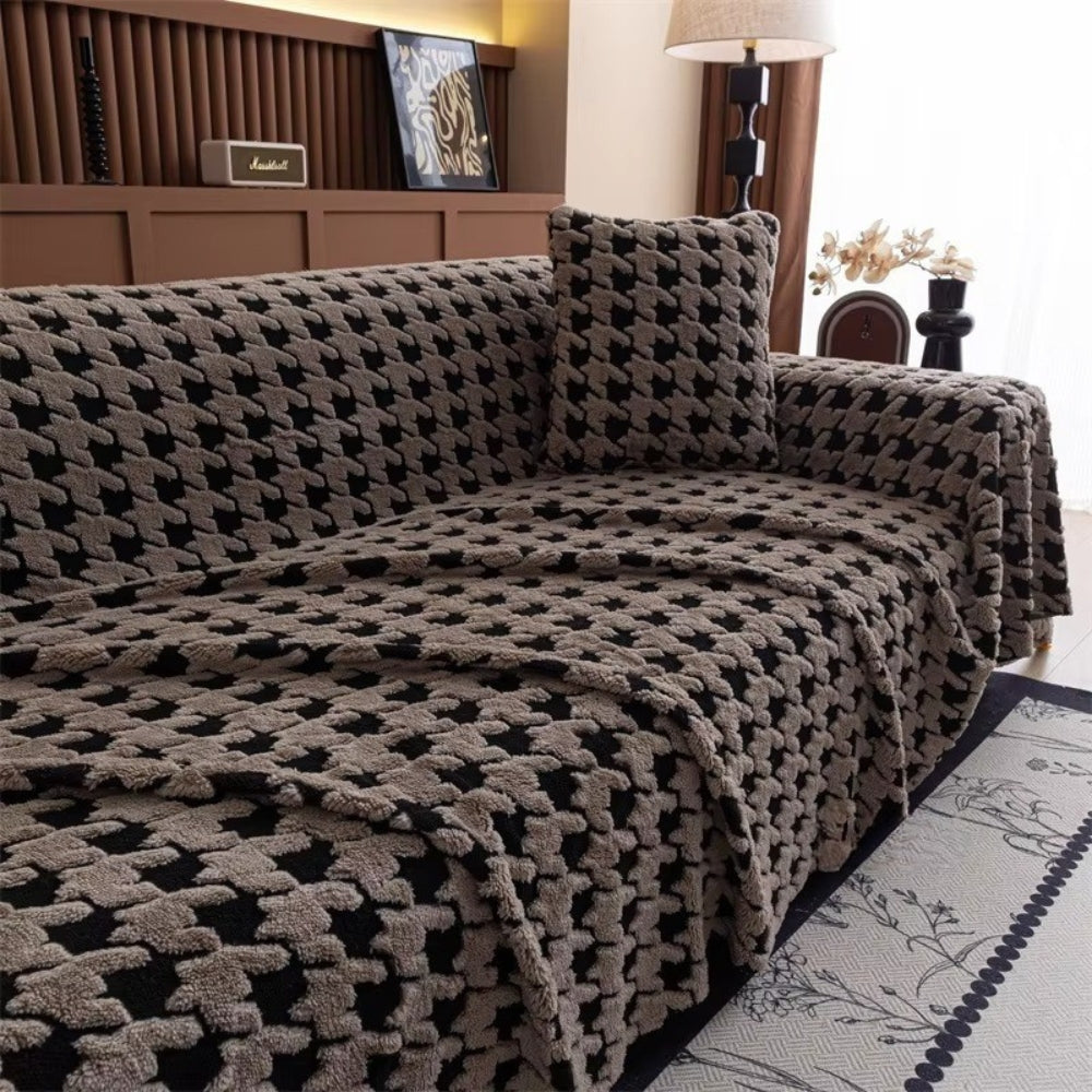 Junips | Cavalli Houndstooth Plush Sofa Cover