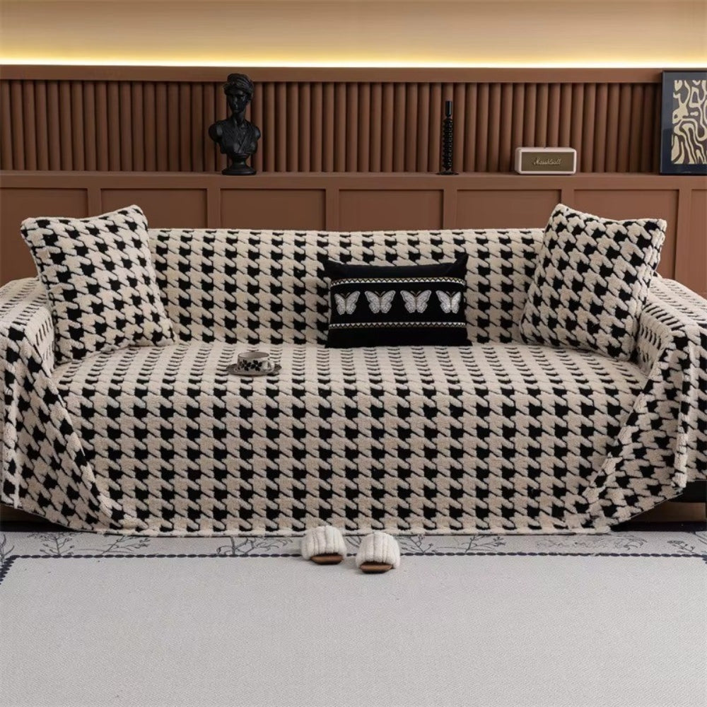 Junips | Cavalli Houndstooth Plush Sofa Cover