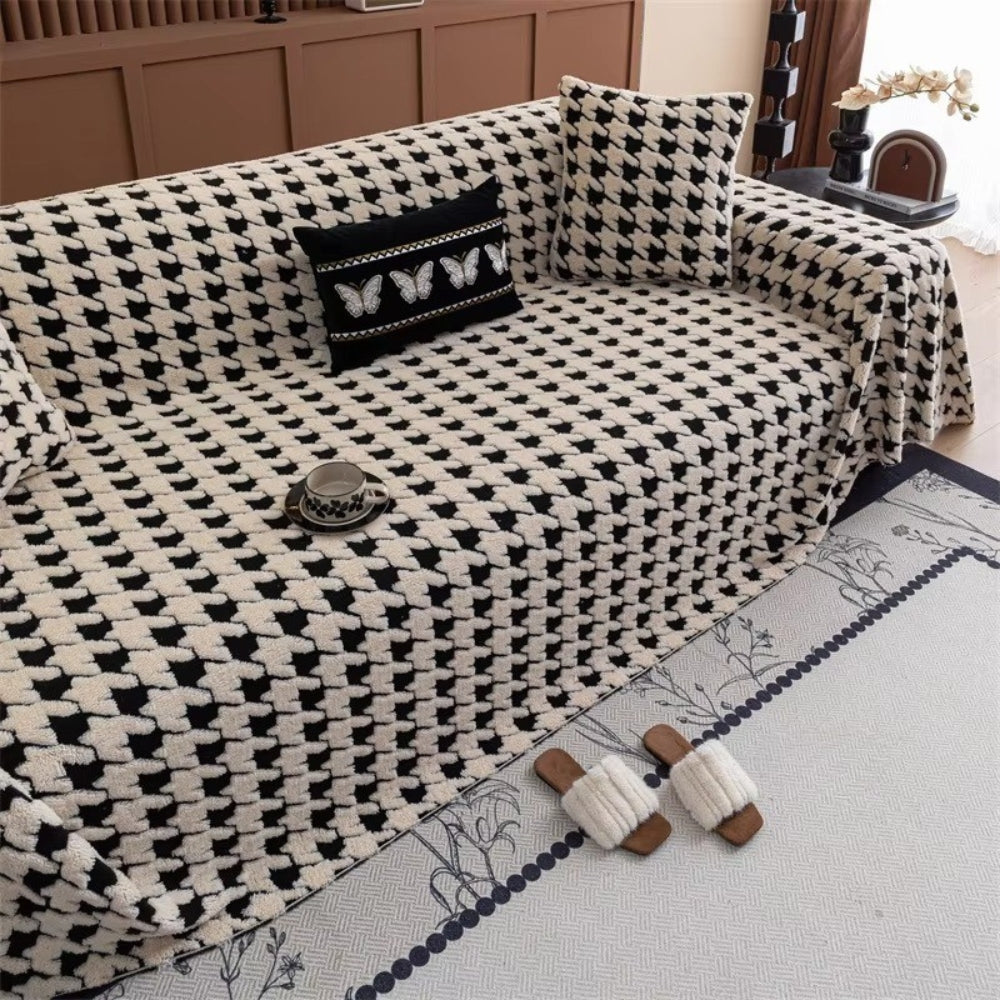 Junips | Cavalli Houndstooth Plush Sofa Cover