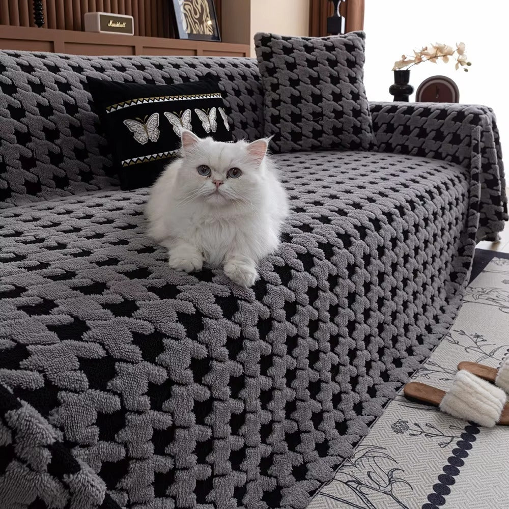 Junips | Cavalli Houndstooth Plush Sofa Cover