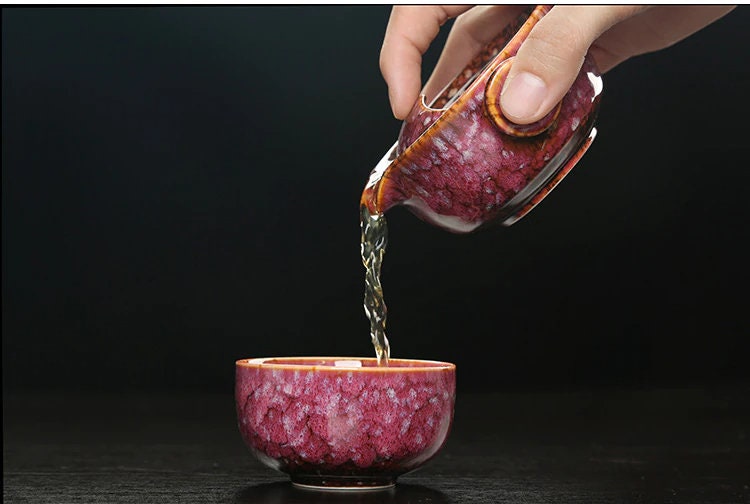 Junips | Ceramic Gaiwan Set kuai ke Tea Set Camping Kung Fu Tea Set 1 Teapot 1 Cup Travel Teapot Coffee Cup Water Mug Office Kettle Drinking Utensils