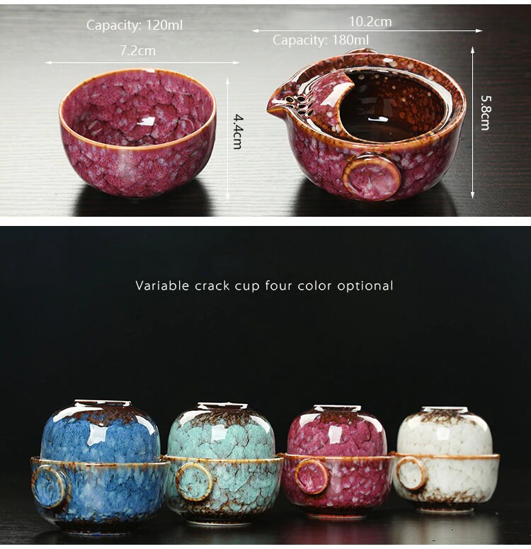 Junips | Ceramic Gaiwan Set kuai ke Tea Set Camping Kung Fu Tea Set 1 Teapot 1 Cup Travel Teapot Coffee Cup Water Mug Office Kettle Drinking Utensils