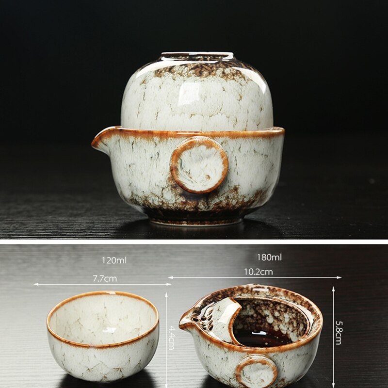Junips | Ceramic Gaiwan Set kuai ke Tea Set Camping Kung Fu Tea Set 1 Teapot 1 Cup Travel Teapot Coffee Cup Water Mug Office Kettle Drinking Utensils