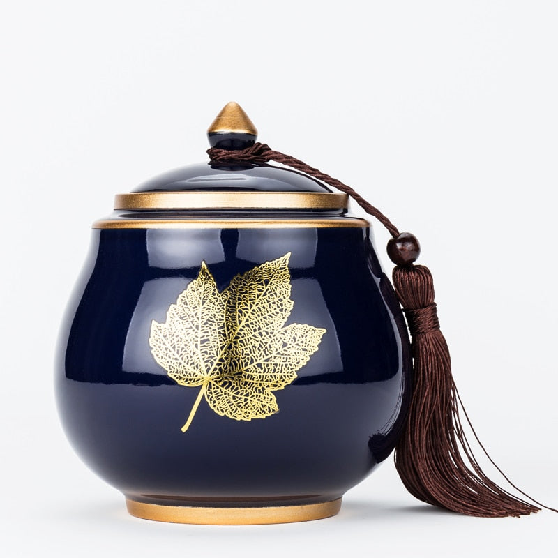 Junips | Ceramic Teapot Tea Cajon Tea Box Storage Tea Container Moisture-Proof Sealed Tank Storage Tank Candy Jar Storage Box