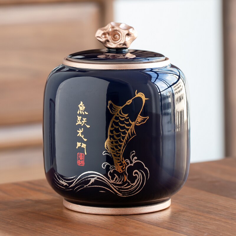Junips | Ceramic Teapot Tea Cajon Tea Box Storage Tea Container Moisture-Proof Sealed Tank Storage Tank Candy Jar Storage Box