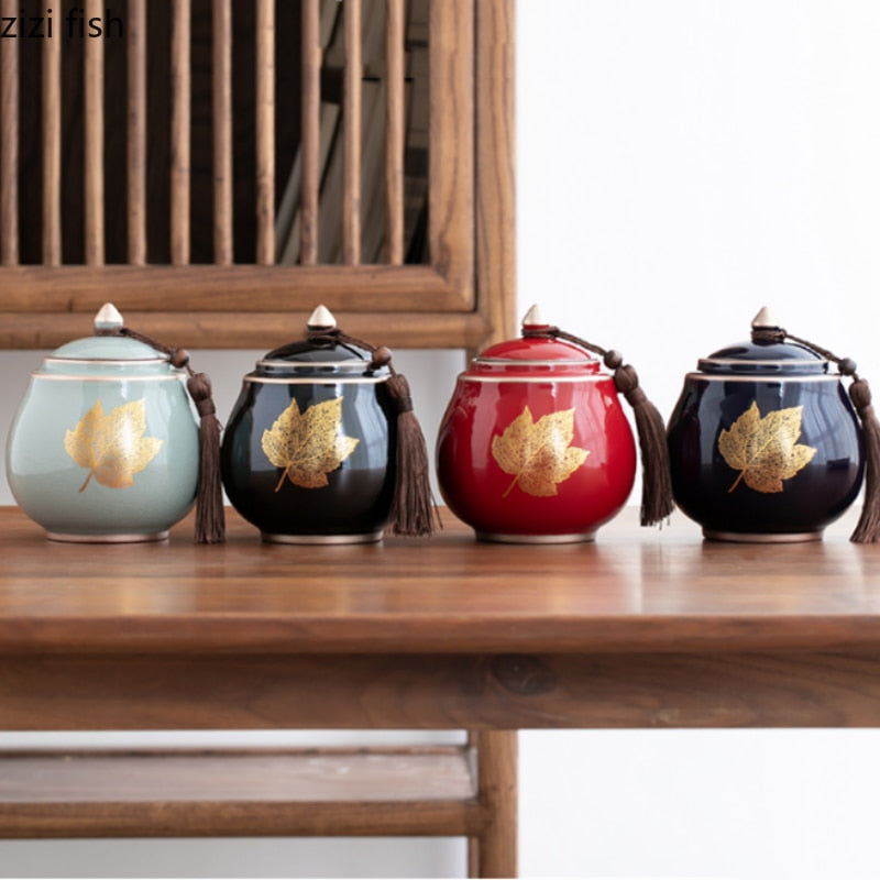 Junips | Ceramic Teapot Tea Cajon Tea Box Storage Tea Container Moisture-Proof Sealed Tank Storage Tank Candy Jar Storage Box