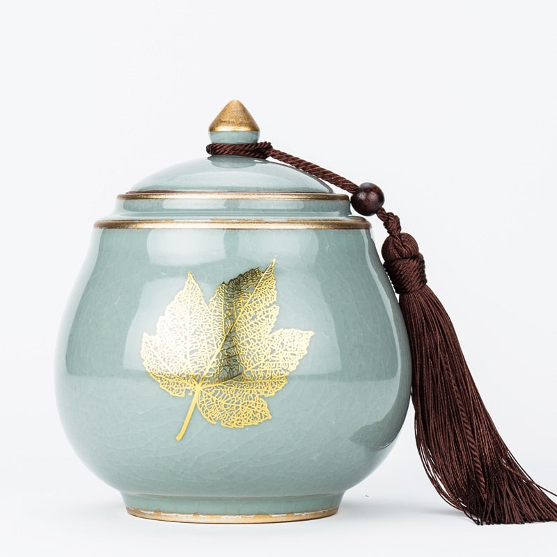 Junips | Ceramic Teapot Tea Cajon Tea Box Storage Tea Container Moisture-Proof Sealed Tank Storage Tank Candy Jar Storage Box
