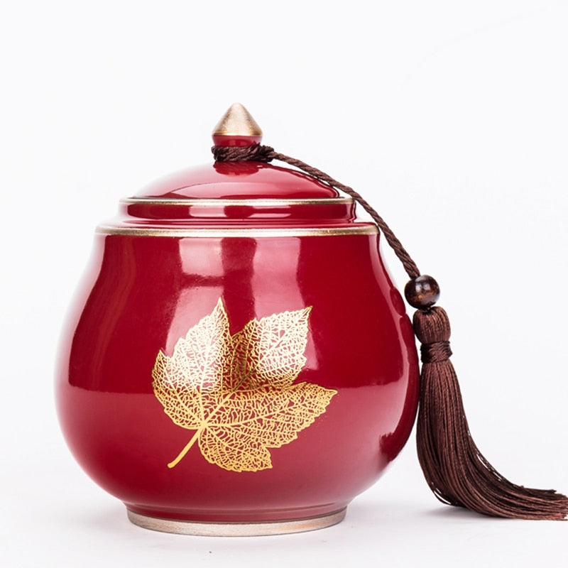 Junips | Ceramic Teapot Tea Cajon Tea Box Storage Tea Container Moisture-Proof Sealed Tank Storage Tank Candy Jar Storage Box