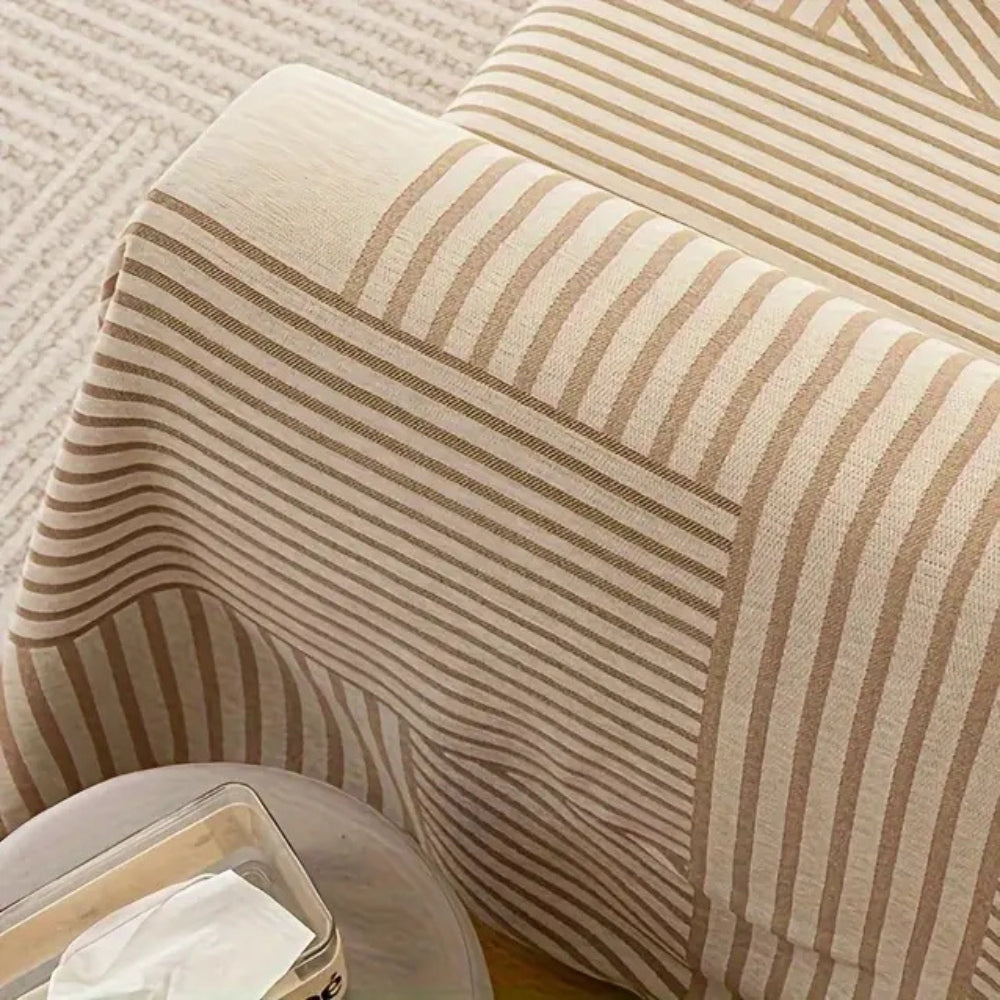 Junips | Chenille Striped Tassel Sofa Cover