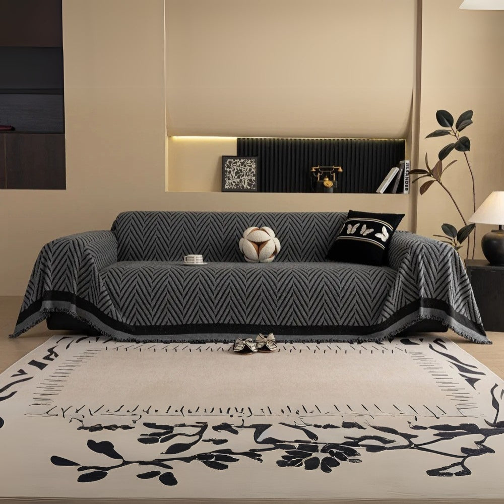 Junips | Chevron Herringbone Tassel Sofa Cover