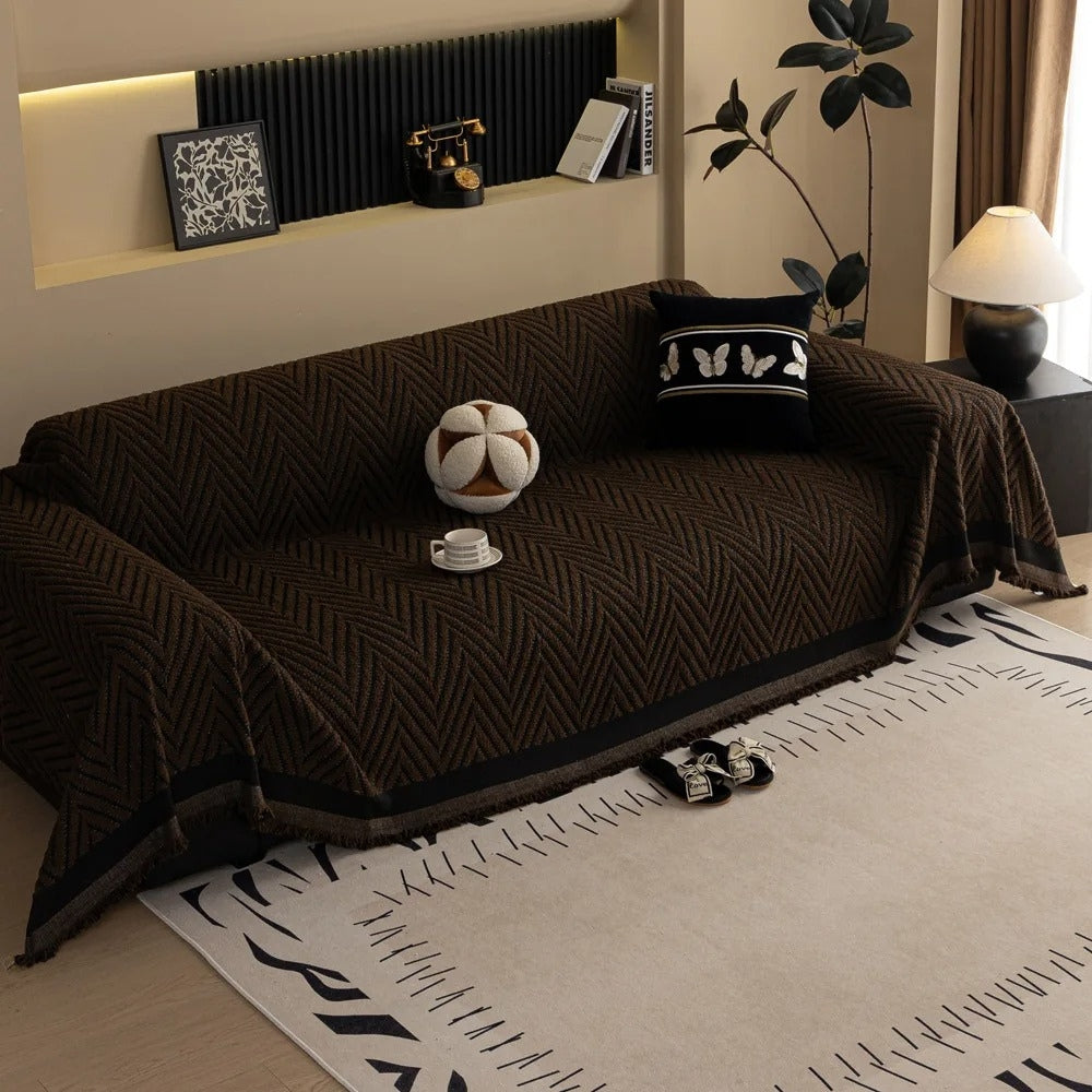 Junips | Chevron Herringbone Tassel Sofa Cover