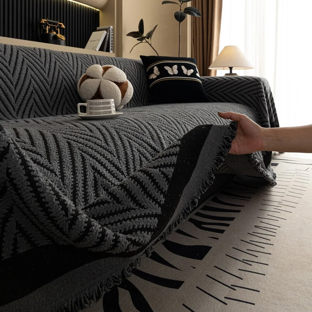Junips | Chevron Herringbone Tassel Sofa Cover