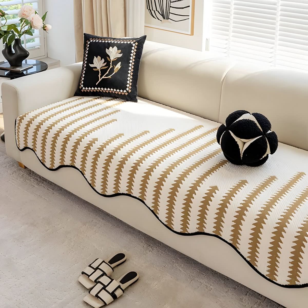 Junips | Modern Chenille Sofa Cover with Stylish Protection